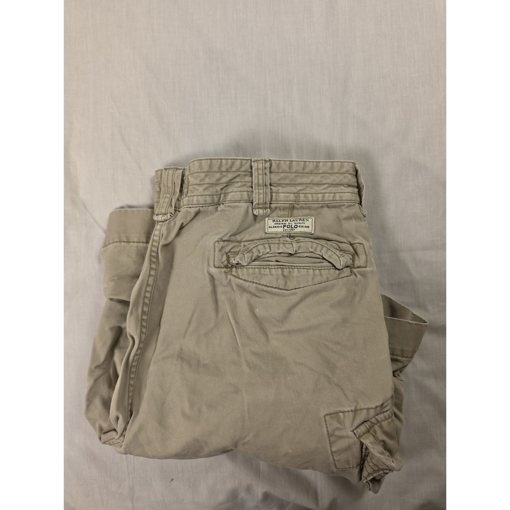 Polo Ralph Lauren Shorts Mens 38 Khaki Cargo Canvas Utility Pockets Casual